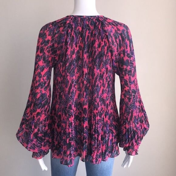 Derek Lam 10 Crosby Helena Pleated Speckled Floral Blouse - 4 - Picture 6 of 10